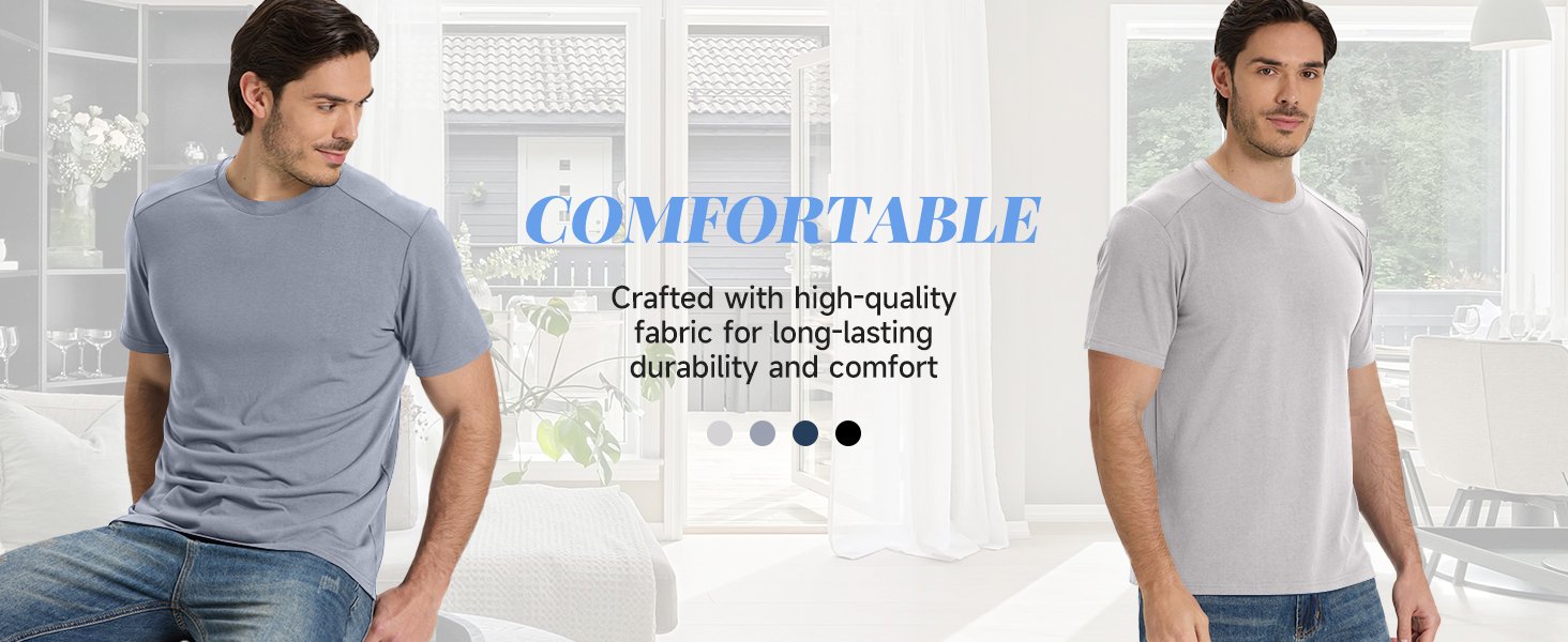 Mens T-Shirts Short Sleeve Undershirts Crew Neck Tshirt for Men Soft Breathable Shirts Classic Tees