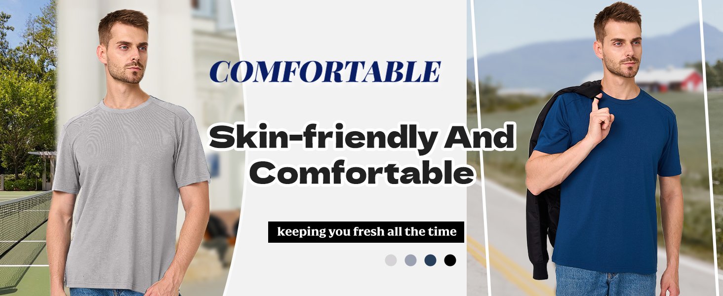 Men's T-Shirts Short Sleeve Undershirts Crew Neck Tshirt Men Soft Breathable Shirts Classic Tees