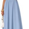 Women's Summer Sleeveless Halter Midi Dress 2025 Off Shoulder High Waist Swing Flowy Beach Long Dresses