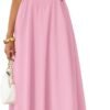 Women's Summer Sleeveless Halter Midi Dress 2025 Off Shoulder High Waist Swing Flowy Beach Long Dresses
