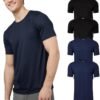 Mens 4 Pack Cool Crewneck T-Shirt | Anti-Odor | Quick Drying | 4-Way Stretch