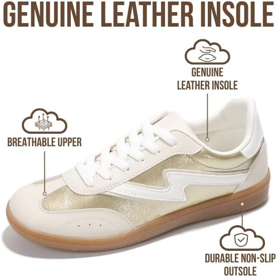 Sneakers for Women - Lace-Up Shoes for Women Trendy Women Sneakers with Memory Foam Insole Women's Fashion Sneakers Non-Slip Womens Shoes