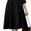 Work Dresses for Women 2025 3/4 Sleeve Fit and Flare Business Midi Dress Classy Office Dresses with Pockets