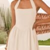 Women's Summer Sleeveless Halter Midi Dress 2025 Off Shoulder High Waist Swing Flowy Beach Long Dresses