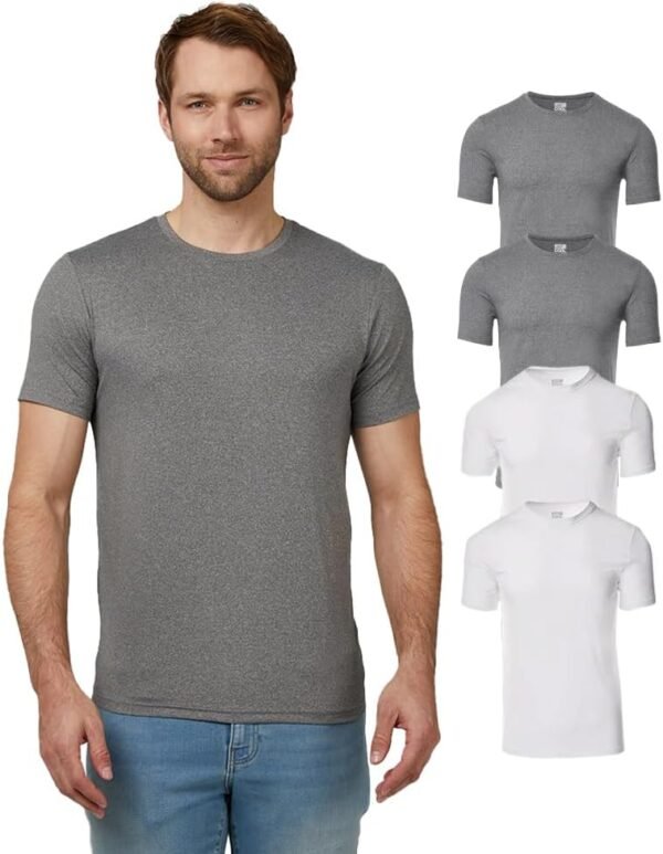 Mens 4 Pack Cool Crewneck T-Shirt | Anti-Odor | Quick Drying | 4-Way Stretch