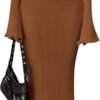 61C99tCwWxL._AC_SL1500 Sweater Dresses for Women 2025 Fall Bell Long Sleeve Crew Neck Bodycon Maxi Dress Winter Ribbed Knit Outfits