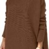 61FgwD9_qL._AC_SL1200 Women's Turtleneck Oversized Sweaters Long Batwing Sleeve Spilt Hem Tunic Pullover Knit Tops