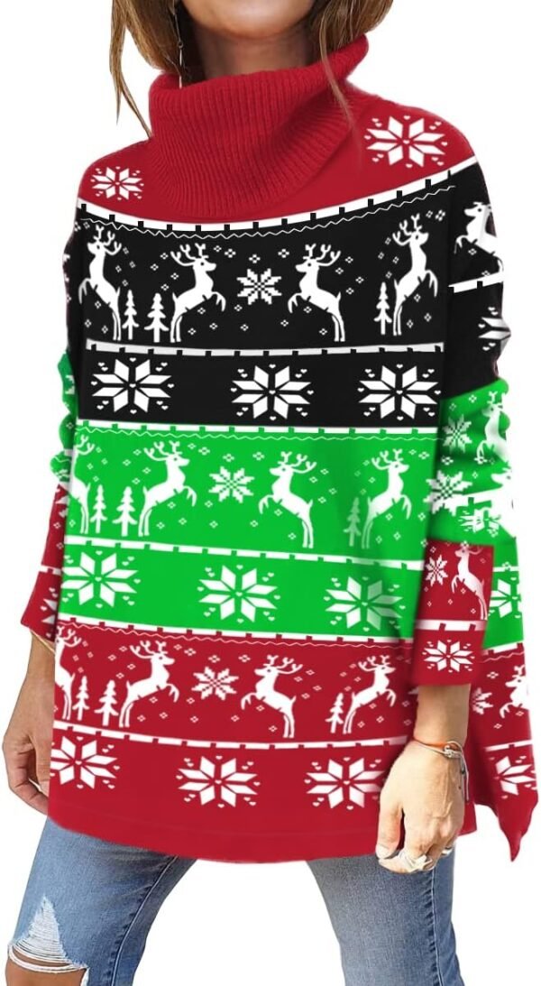 61IlRQPzoEL._AC_SL1200 Women's Turtleneck Oversized Sweaters Long Batwing Sleeve Spilt Hem Tunic Pullover Knit Tops