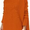 61UXAS77uKL._AC_SL1200 Women's Turtleneck Oversized Sweaters Long Batwing Sleeve Spilt Hem Tunic Pullover Knit Tops