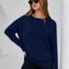 Womens Long Sleeve Oversized T Shirts Basic Crewneck Workout Tee Tops 2025 Fall Loose Fit Casual Y2K Clothes