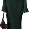61aQsc_3tzL._AC_SL1500 Sweater Dresses for Women 2025 Fall Bell Long Sleeve Crew Neck Bodycon Maxi Dress Winter Ribbed Knit Outfits