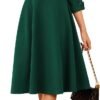Work Dresses for Women 2025 3/4 Sleeve Fit and Flare Business Midi Dress Classy Office Dresses with Pockets