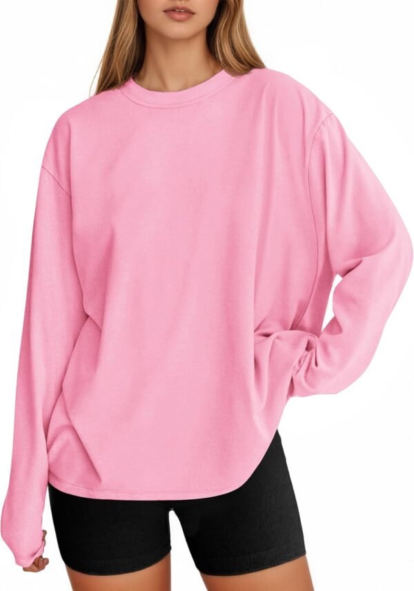 Womens Long Sleeve Oversized T Shirts Basic Crewneck Workout Tee Tops 2025 Fall Loose Fit Casual Y2K Clothes