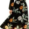 Women's Floral Boho Long Sleeve Maxi Dress V Neck Empire Waist Swing Flowy Wedding Guest Dress
