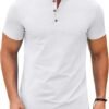 Mens Henley Shirts Short Sleeve Casual Button Down Shirts Lightweight Summer Basic Tee