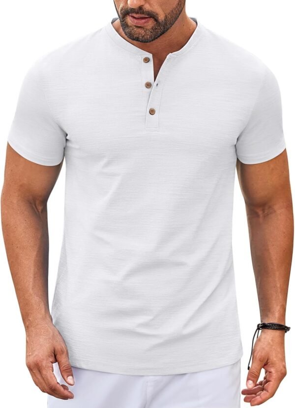 Mens Henley Shirts Short Sleeve Casual Button Down Shirts Lightweight Summer Basic Tee