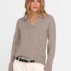 Womens Polo V Neck Long Sleeve Sweaters Lightweight Dressy Casual Business Basic Knit Pullover Top 2025 Fall Outfits