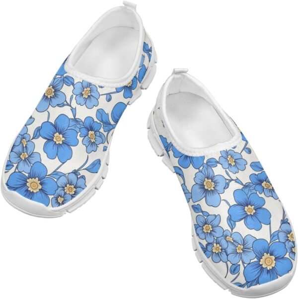 Fashionable Slip On White Shoes Girls Flexible Breathable Safe Walking Barefoot Casual Indoor Daily Sneakers for Kids