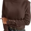Turtleneck Sweaters for Women Long Sleeve Dressy Casual Soft Knitted Button Pullover Tops 2025 Fall Winter Clothes