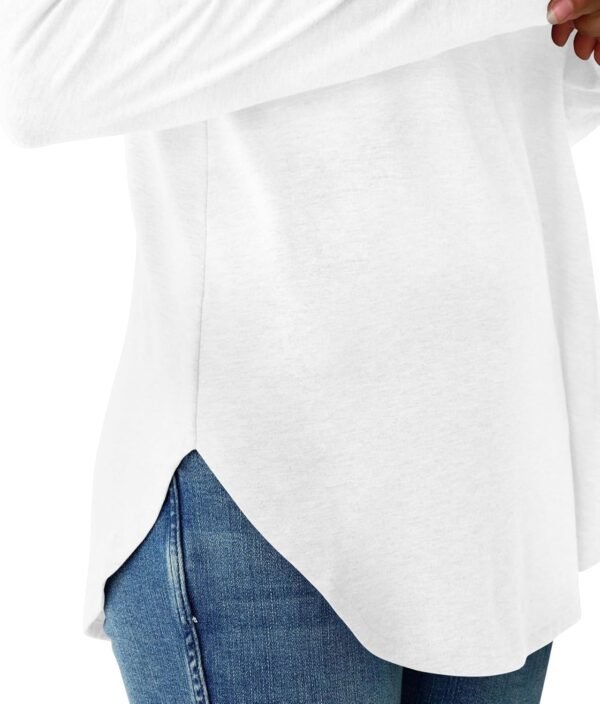 Womens Long Sleeve Shirts Loose Tunic Tops Round Neck Lightweight Side Split Casual 2025 Trendy Basic Tshirts Blouse