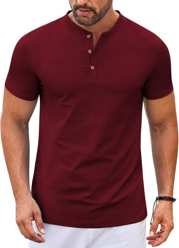 Mens Henley Shirts Short Sleeve Casual Button Down Shirts Lightweight Summer Basic Tee