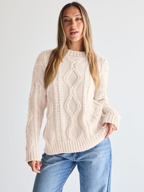 Women's Oversized Cable Knit Crewneck Sweaters