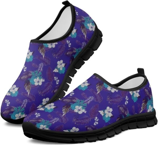 71RHo7QRZTL._AC_SL1500 Boho Lightweight Slip On Walking Shoes for Women Breathable Round Toe Women Cute Loafer Shoes No Laces Flat Barefoot