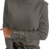 Turtleneck Sweaters for Women Long Sleeve Dressy Casual Soft Knitted Button Pullover Tops 2025 Fall Winter Clothes
