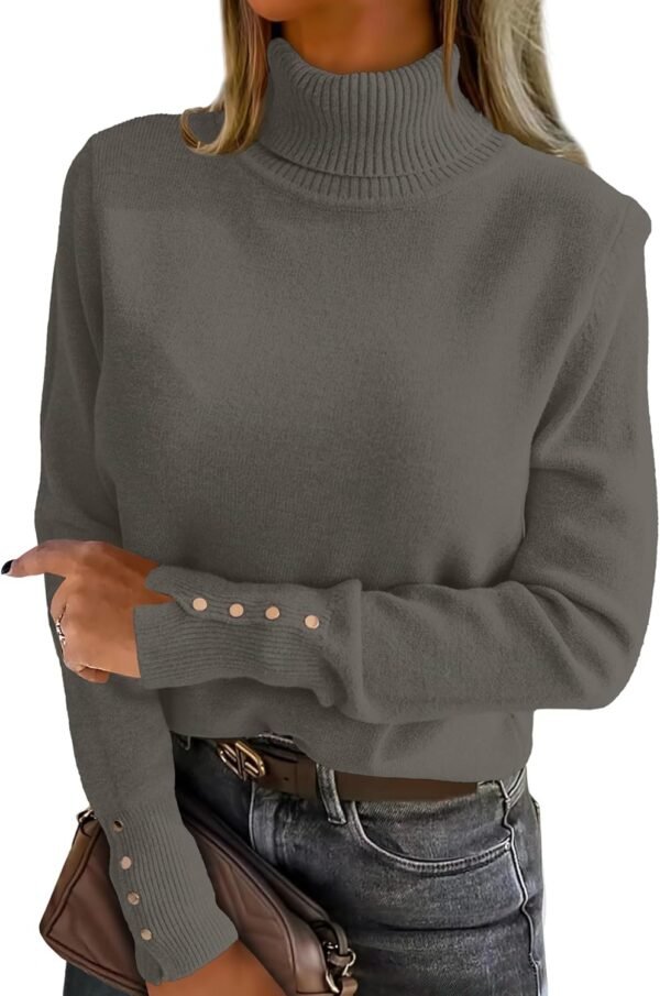 Turtleneck Sweaters for Women Long Sleeve Dressy Casual Soft Knitted Button Pullover Tops 2025 Fall Winter Clothes