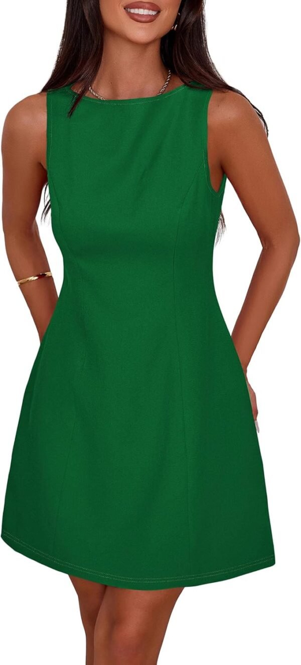 Womens Formal Short Dresses 2025 Summer Sleeveless Boat Neck A Line Elegant Mini Cocktail Party Dress