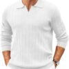 Mens Sweaters Polos Long Sleeve V Neck Knit Polo Lightweight Casual Pullover Sweater