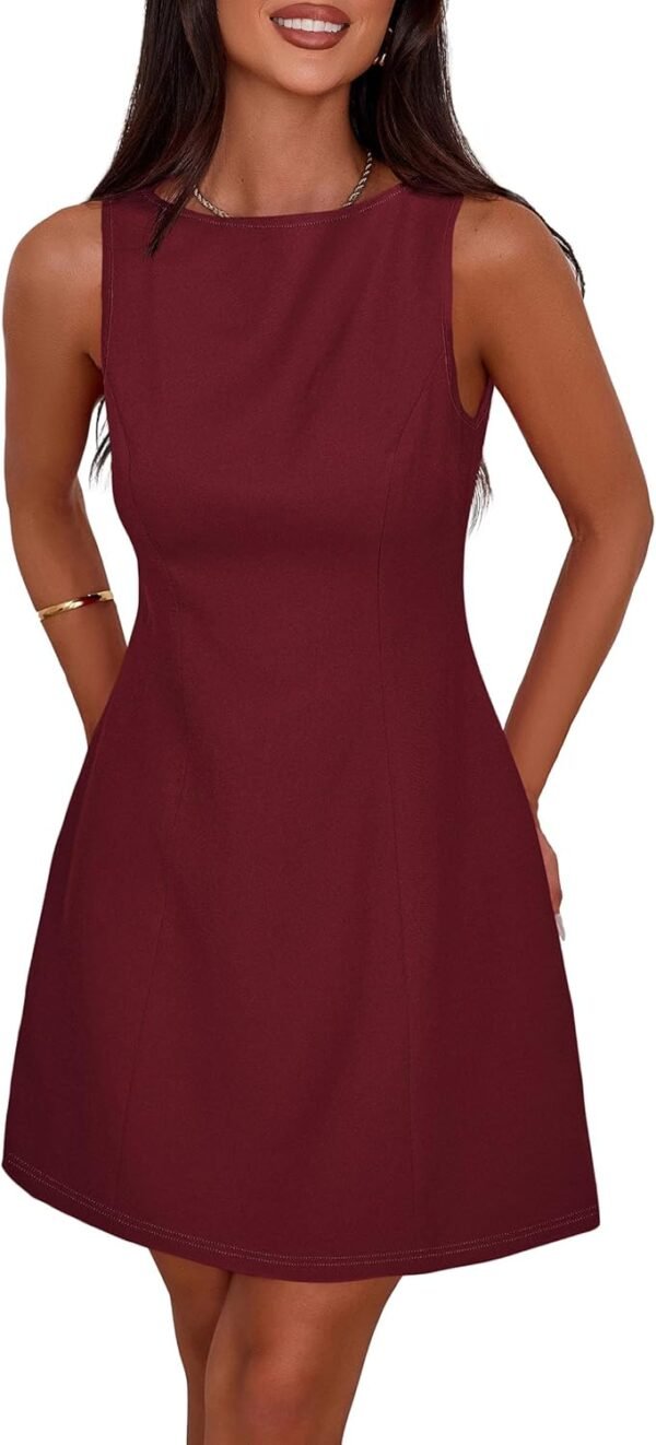 Womens Formal Short Dresses 2025 Summer Sleeveless Boat Neck A Line Elegant Mini Cocktail Party Dress