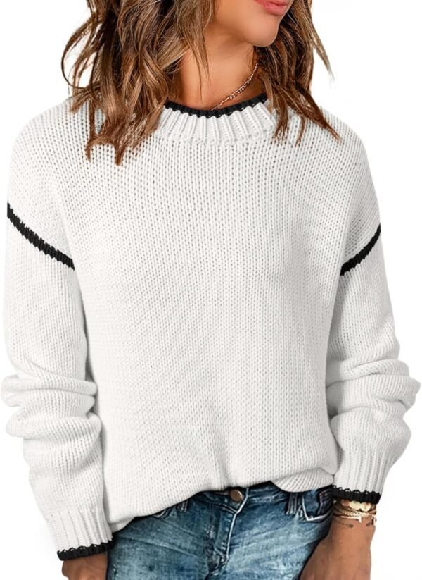 Womens Sweaters Crewneck Long Sleeve Knit Pullover Sweater Casual Fall Tops for Women 2025