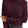 Turtleneck Sweaters for Women Long Sleeve Dressy Casual Soft Knitted Button Pullover Tops 2025 Fall Winter Clothes