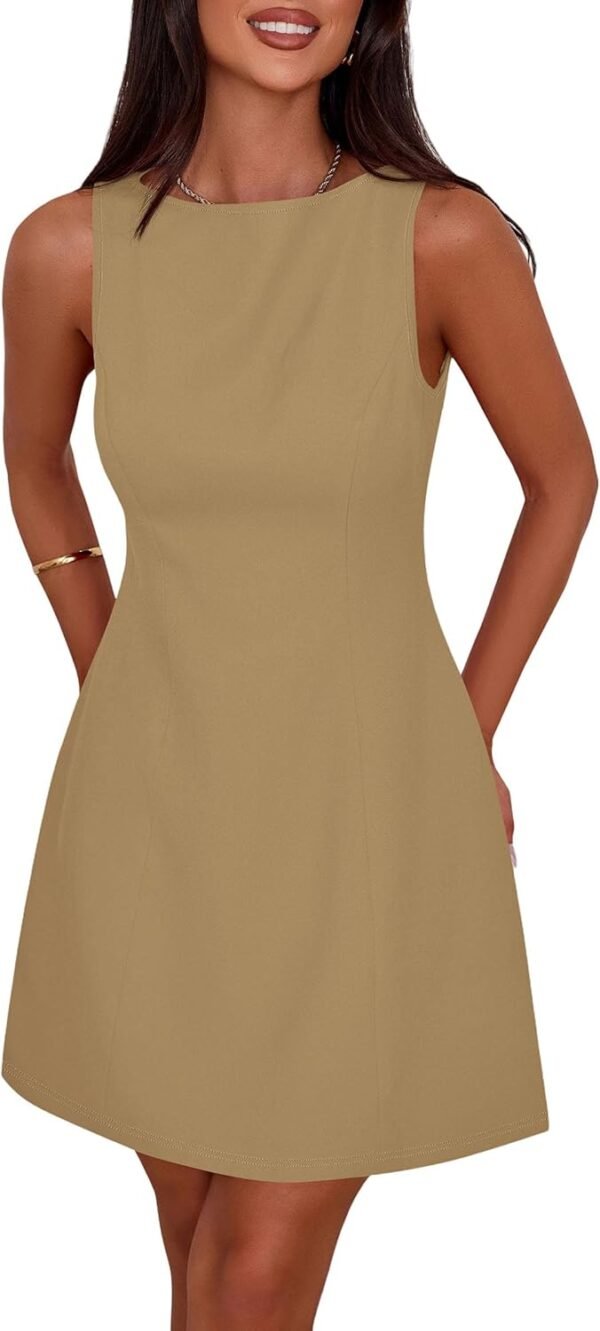 Womens Formal Short Dresses 2025 Summer Sleeveless Boat Neck A Line Elegant Mini Cocktail Party Dress