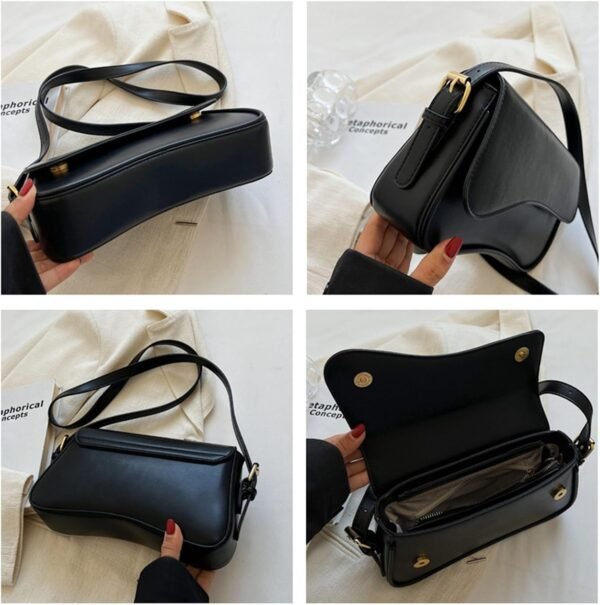 71dECjDNheL._AC_SL1500 Shoulder Bag for Women Y2K Trendy Purse Vegan Leather Hobo Handbags Clutch Saddle Bag with 2 Removable Strap