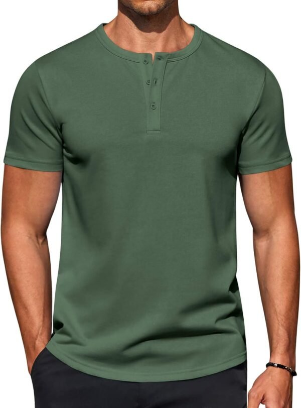 Mens Henley Shirts Short Sleeve Casual Button Down Shirts Lightweight Summer Basic Tee
