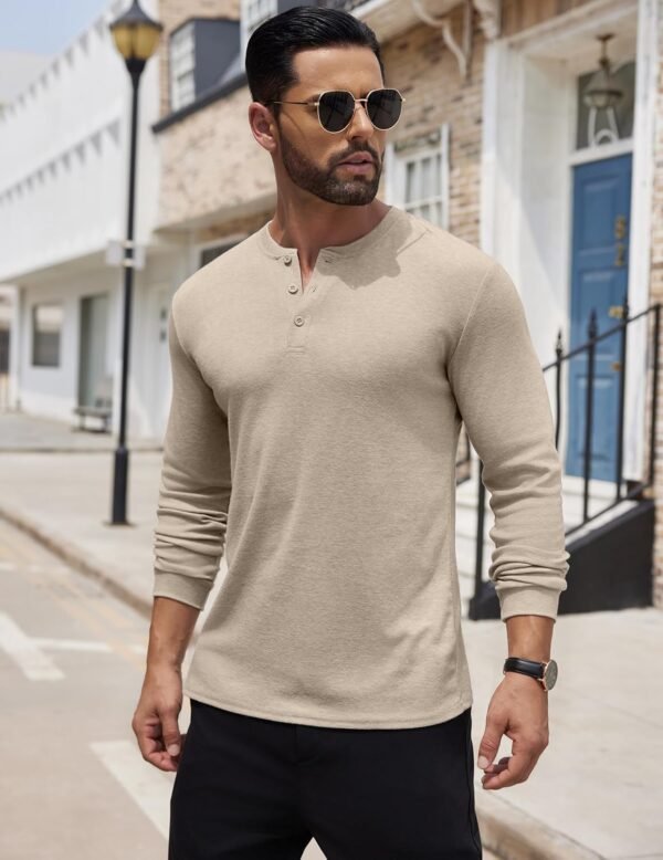 71dftG8P-zL._AC_SL1500 Men's Henley Shirts Long Sleeve Button T-Shirt Lightweight Fashion Casual Pullover Shirt