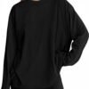 Womens Long Sleeve Oversized T Shirts Basic Crewneck Workout Tee Tops 2025 Fall Loose Fit Casual Y2K Clothes