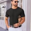 Men's T- Shirts Short Sleeve Knit Sweater Shirt Casual Crewneck Ribbed Pullover Tees
