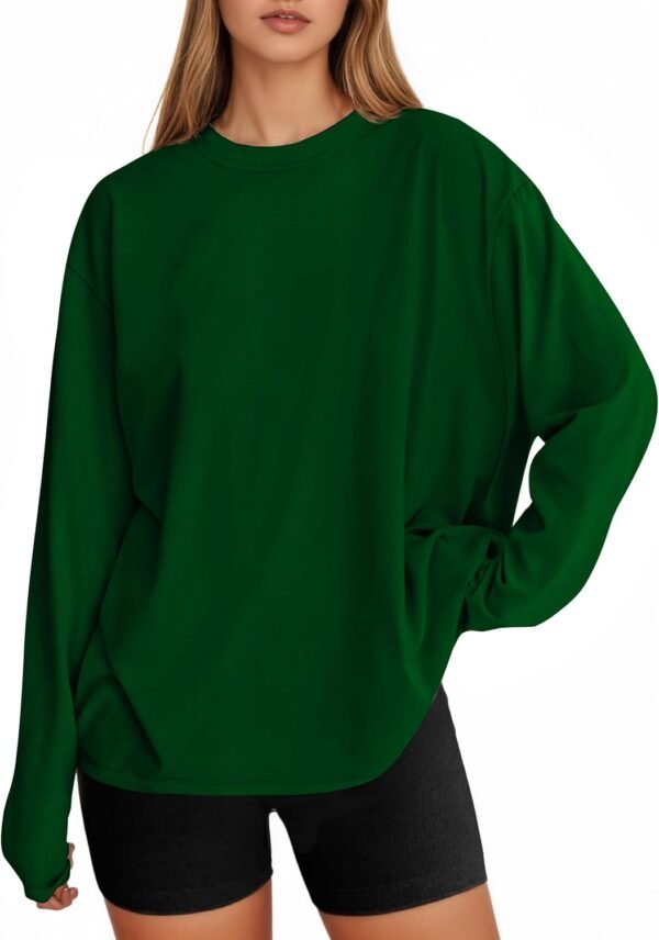 Womens Long Sleeve Oversized T Shirts Basic Crewneck Workout Tee Tops 2025 Fall Loose Fit Casual Y2K Clothes