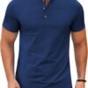Mens Henley Shirts Short Sleeve Casual Button Down Shirts Lightweight Summer Basic Tee
