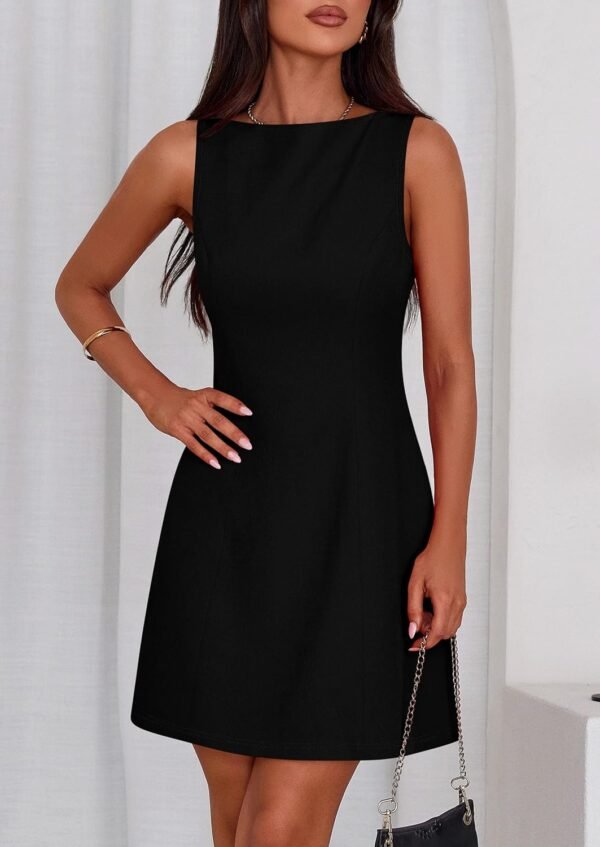 Womens Formal Short Dresses 2025 Summer Sleeveless Boat Neck A Line Elegant Mini Cocktail Party Dress