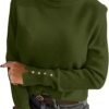 Turtleneck Sweaters for Women Long Sleeve Dressy Casual Soft Knitted Button Pullover Tops 2025 Fall Winter Clothes