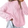 Women's Oversized Cable Knit Crewneck Sweaters