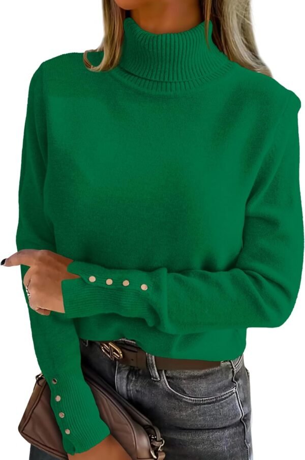 Turtleneck Sweaters for Women Long Sleeve Dressy Casual Soft Knitted Button Pullover Tops 2025 Fall Winter Clothes