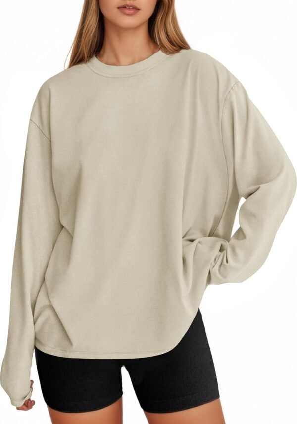 Womens Long Sleeve Oversized T Shirts Basic Crewneck Workout Tee Tops 2025 Fall Loose Fit Casual Y2K Clothes