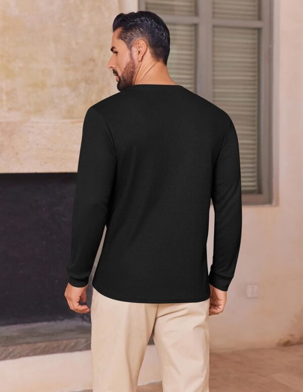 Mens Henley Long Sleeve Shirts Waffle T-Shirt Lightweight Thermal Undershirts S-XXL