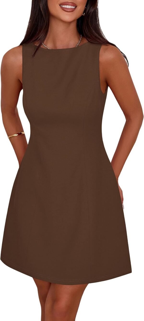 Womens Formal Short Dresses 2025 Summer Sleeveless Boat Neck A Line Elegant Mini Cocktail Party Dress