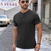 Mens Henley Shirts Short Sleeve Casual Button Down Shirts Lightweight Summer Basic Tee
